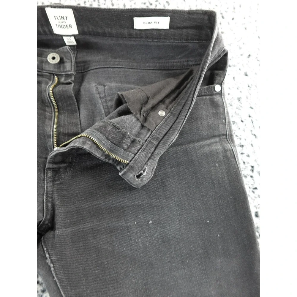 Flint and‎ Tinder Slim Fit Black Washed Denim Jeans Mens 33x32